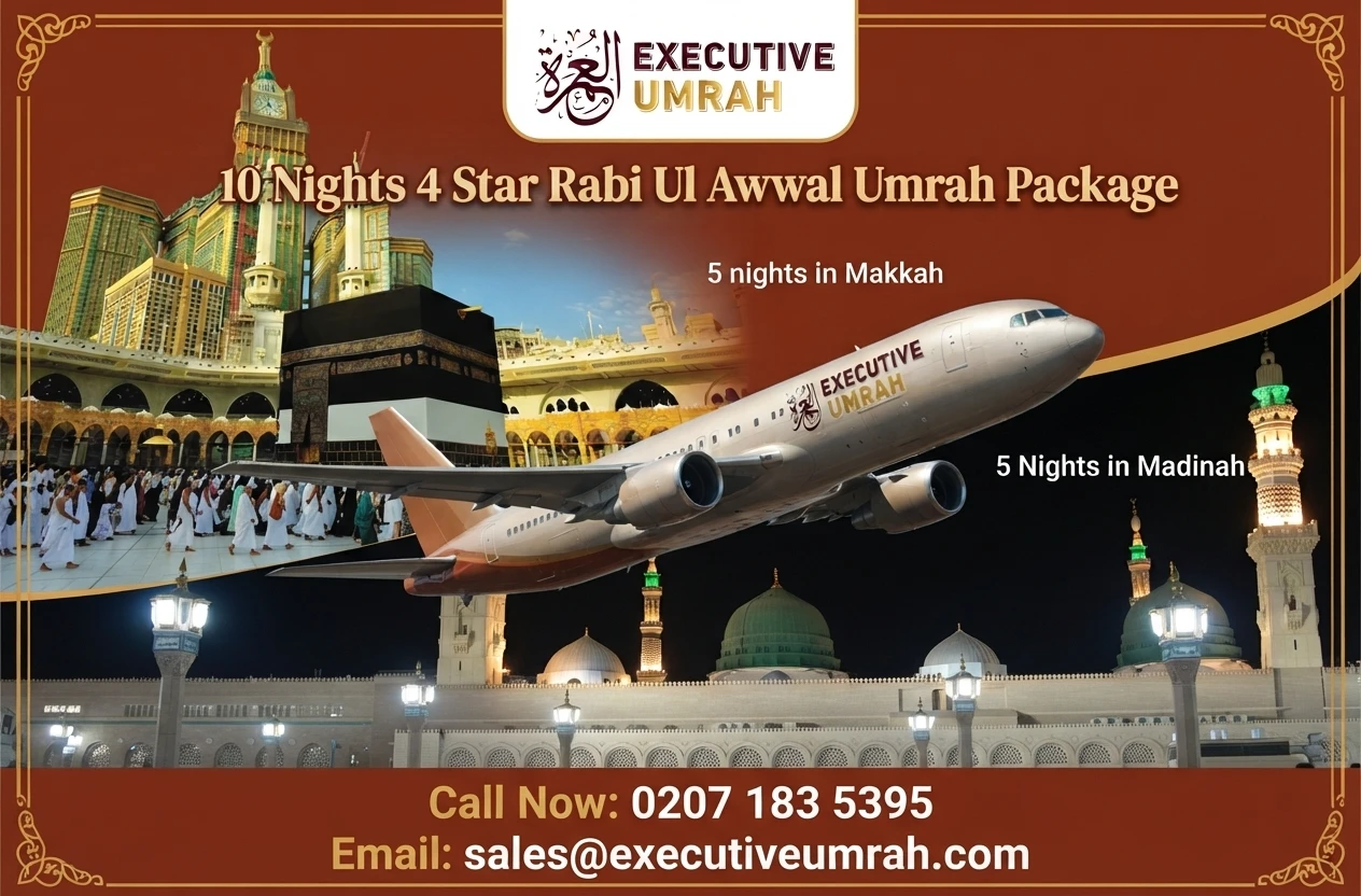 10 Nights 4 Star Rabi Ul Awwal Umrah Package